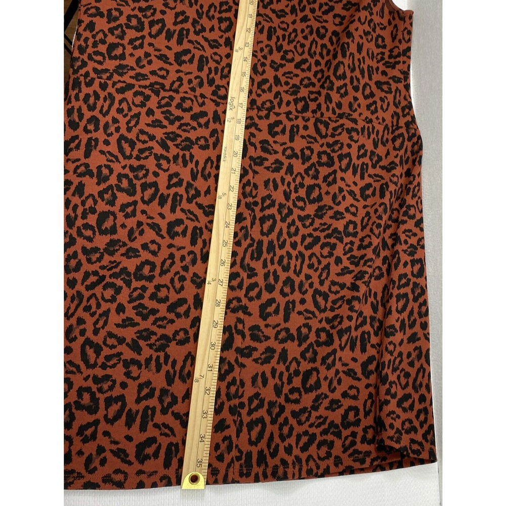 Nine West Dress Womens XXL Sheath‎ Brown Animal Print Career Office Sleeveless - Picture 6 of 8